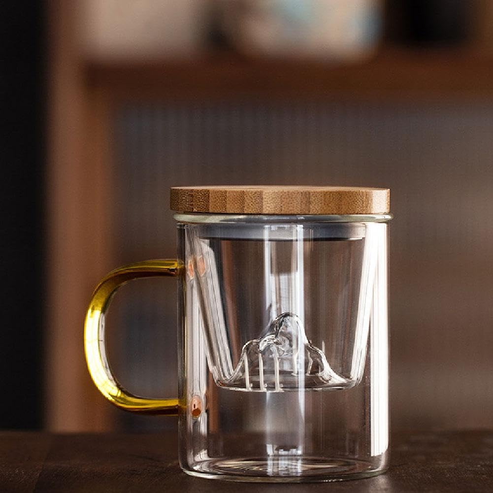 2 Tazze Da Tè In Vetro Borosilicato Da 500 Ml Con Colino E Coperchio In Acciaio Inox - Manico Termico Per Infusi E Tisane
