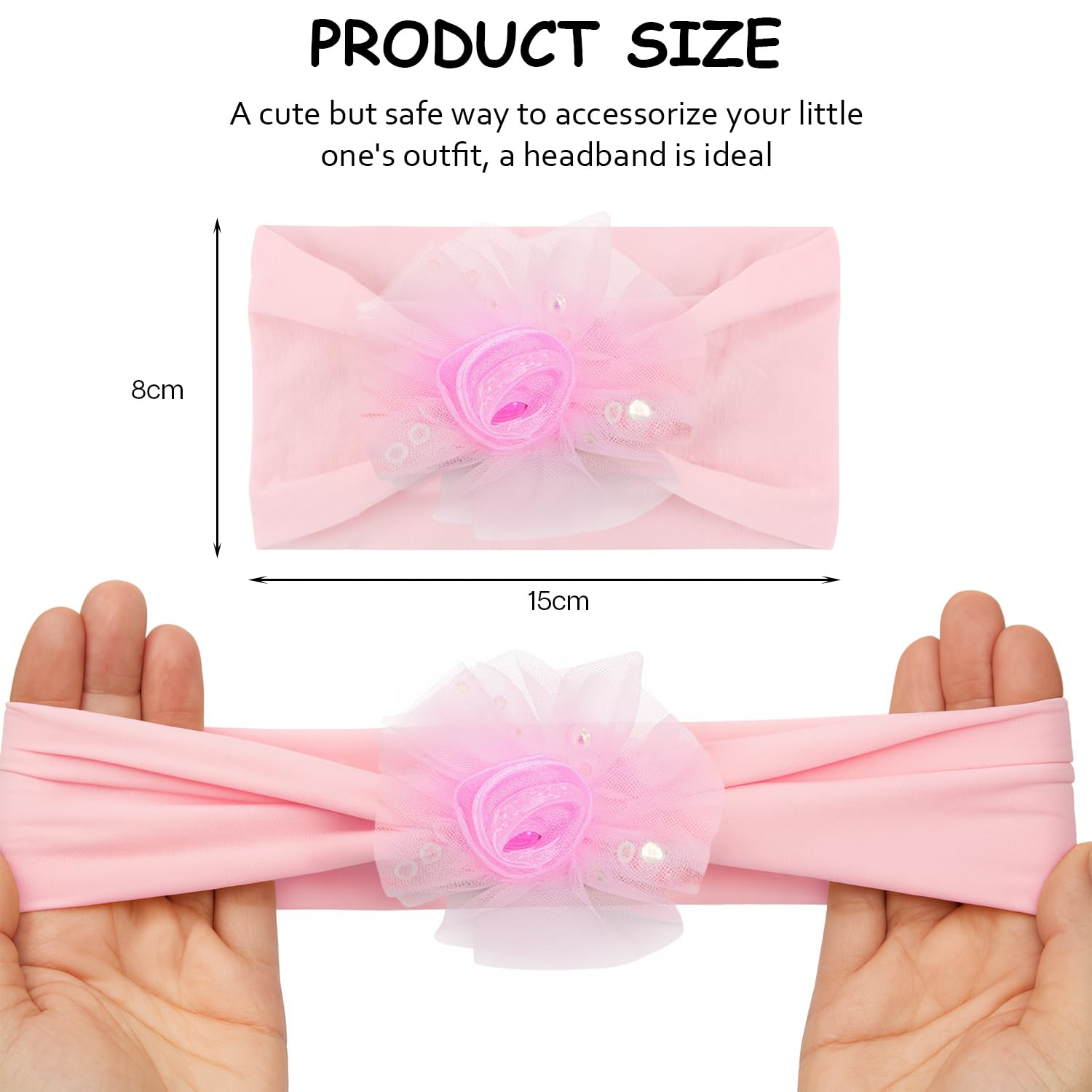 SYGA 6 Pcs Baby Headband Set for Girls–Soft Stretchy Hair Bands with Glitter Star Tulle Flower Design, Newborn Infant Toddler Hair Accessories for 0-3 Year (Design-2) 2