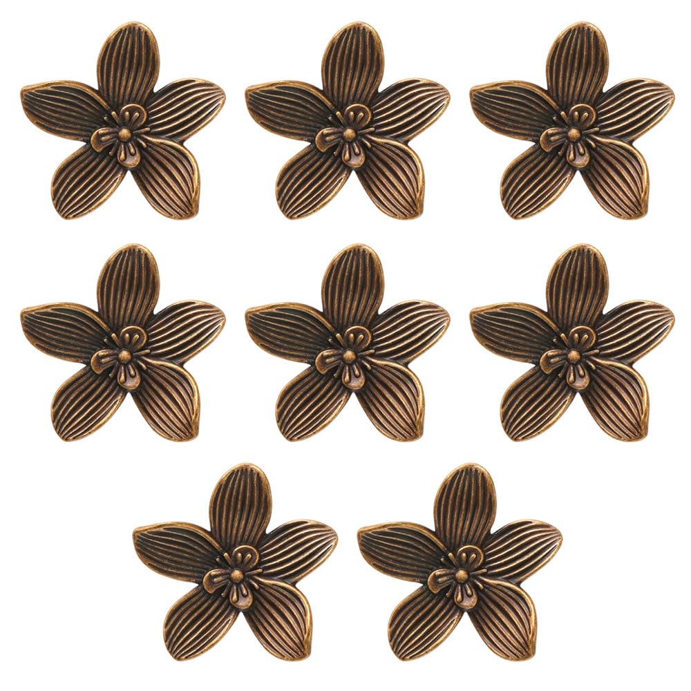 DONGKER Gold Flower Cabinet Knobs, 4/8pcs Vintage Floral Drawer Pulls for Bathroom,Furniture, Vanity, Closet Cabinet Dresser Door Pulls — image 1