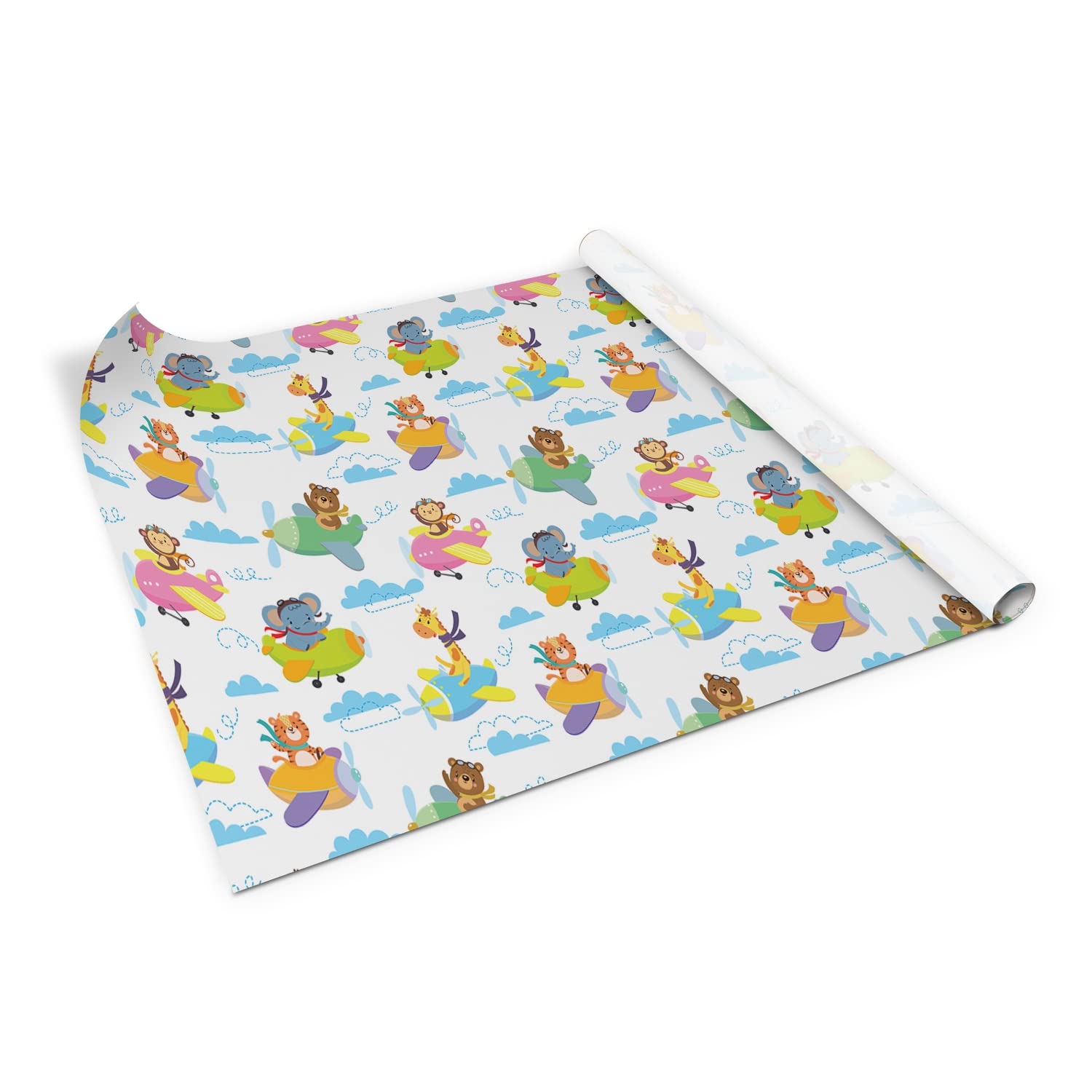 Lámina adhesiva lavable Coloray de 100x50cm con estampado de aviones y animales para muebles