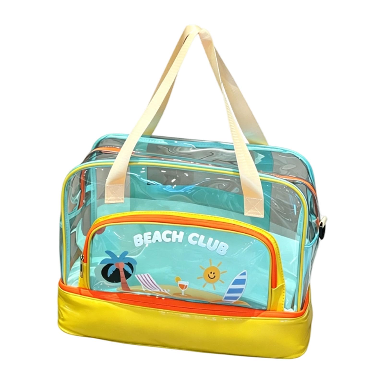 APGLSXY Clear PVC Beach Bag for Pool and Sand Gear Featuring Dry Wet Compartments Beach Accessories Planner