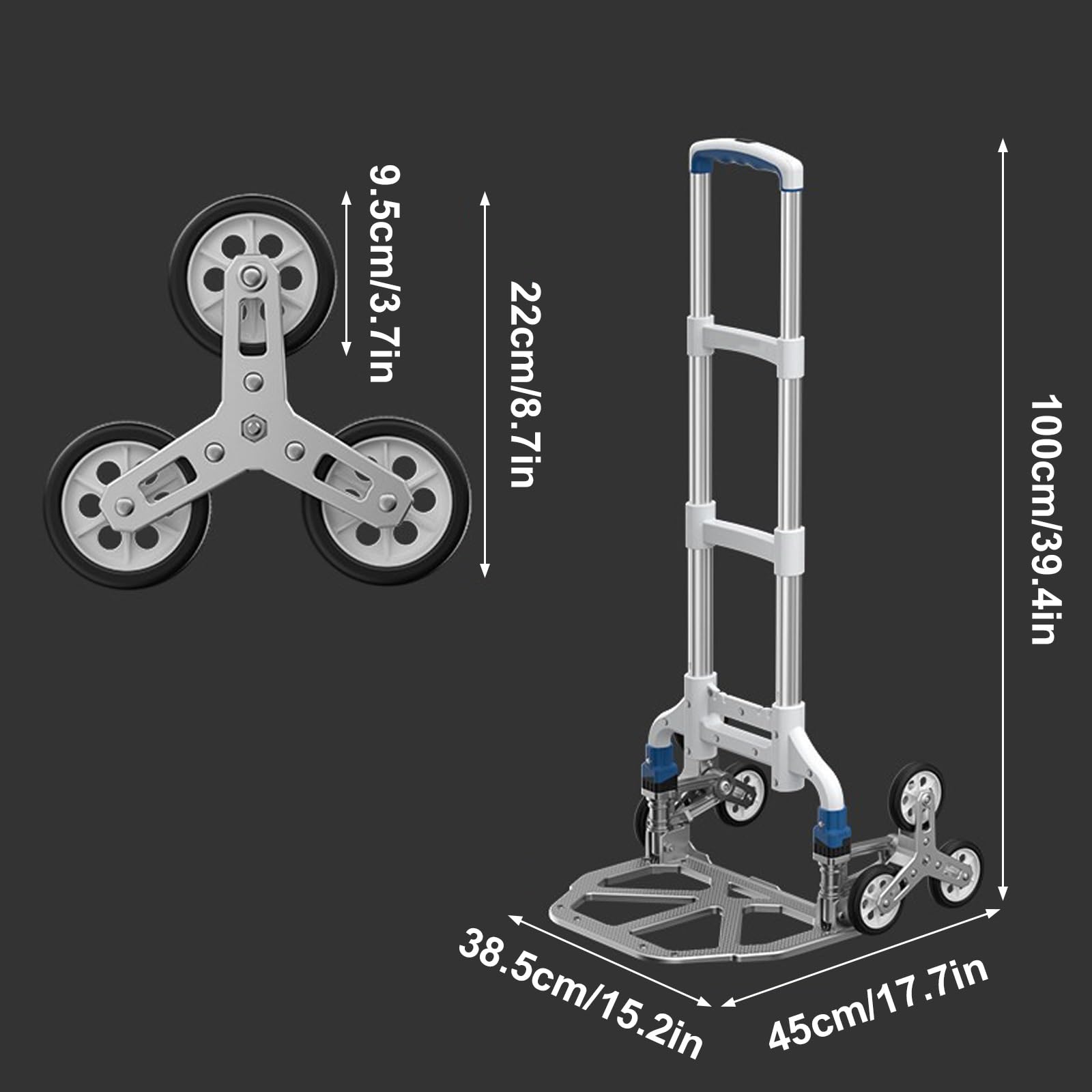 Silent-Wheel-Treppensteiger-Sackkarre – Treppensteiger aus Aluminiumlegierung, Ausgestattet mit Einem Teleskopgriff und Gummirädern; Geeignet for den Materialtransport(X-Small)