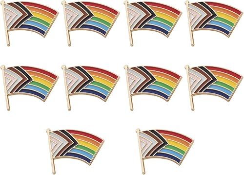 Pines de orgullo con bandera de progreso Pines de solapa LGBTQ Rainbow Progressive Ally, para desfile del orgullo y decoraciones para ropa y