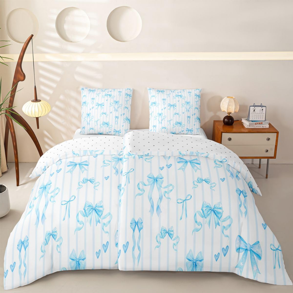 Homewish Süße Blaue Schleife Schleifchen Bettwäsche 155x220 4teilig