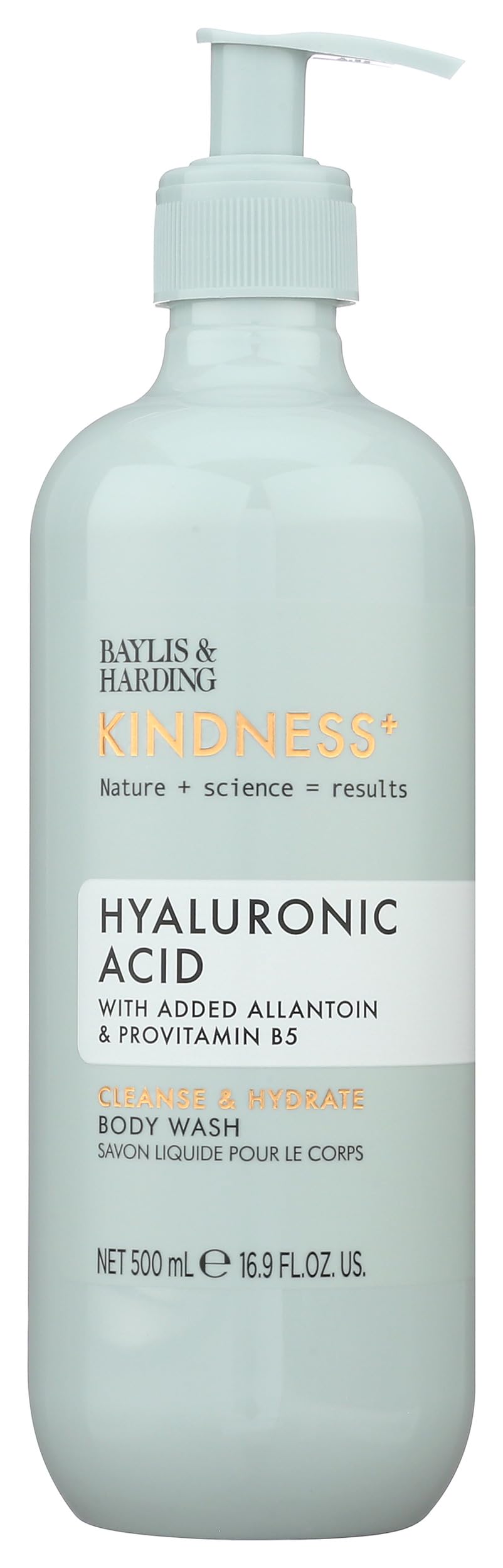Kindness + Hyaluronic Acid Cleanse & Hydrate Luxury Body Wash 500ml | Added Allantoin & Provitamin B5 | Vegan | Dermatologist approved.