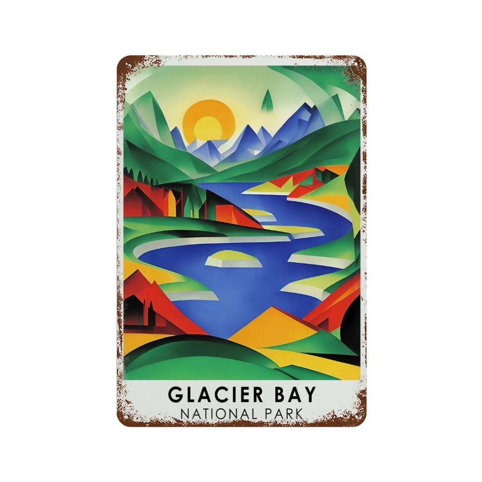 Vintage Rust Metal Sign Glacier Bay National Park 11.8"x7.9", Old School Wall Decor for Garage, Bar And Workshop Decor