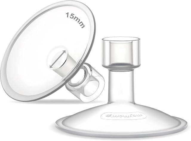 15mm Maymom MyFit Shields, Saucer Series; Compatible with Medela Breast Pump- PersonalFit, Freestyle, Harmony, Maxi, Freestyle Flex Connector; Connect to Maymom Widemouth/Narrow Connector, 2pcs