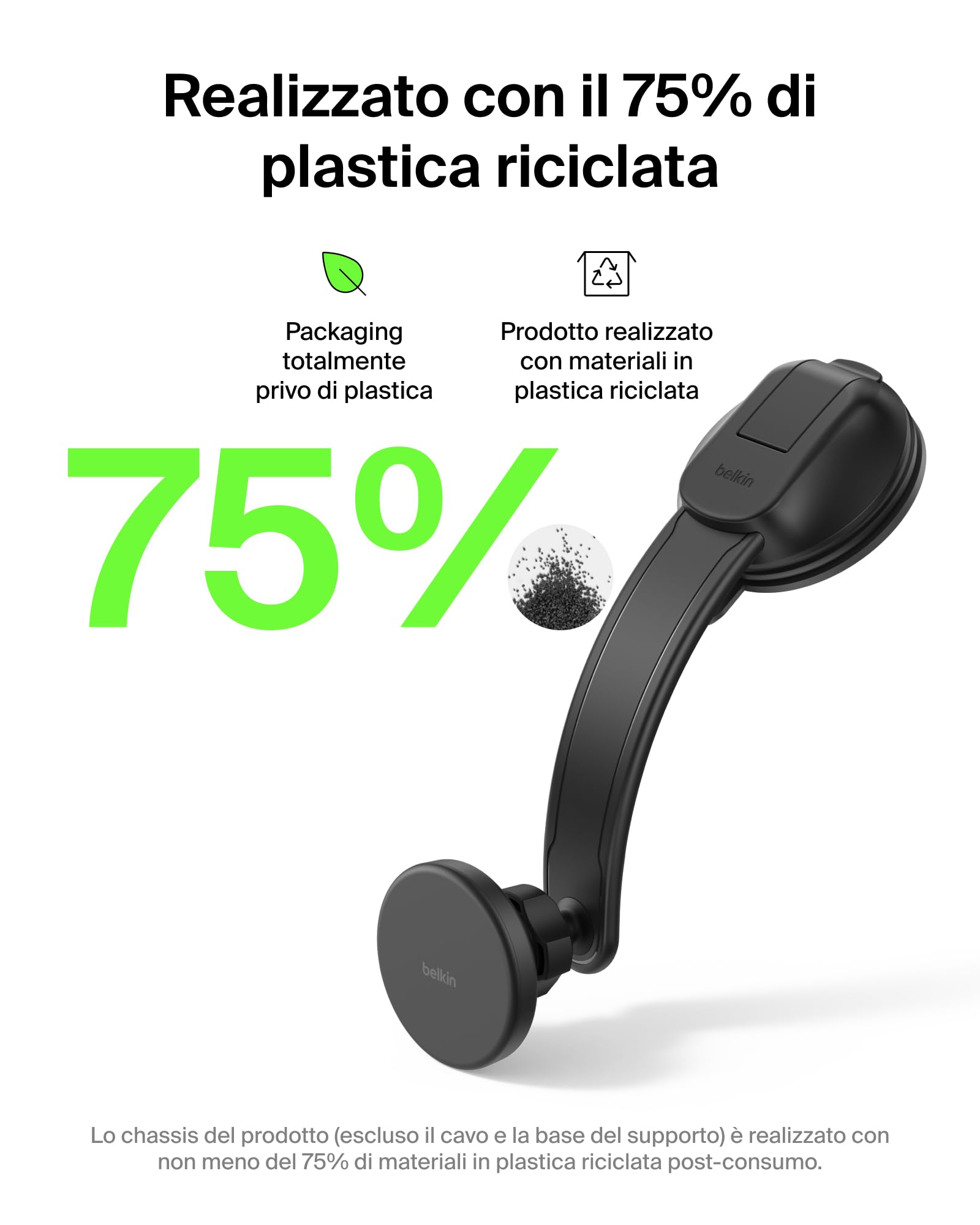 Belkin Caricatore da Auto Wireless, Supporto Magnetico per Bocchette e Cruscotto, Cavo USBC, Ricarica Rapida Compatibile con MagSafe per iPhone 17, Galaxy S25, Pixelsnap, Qi2 - Nero