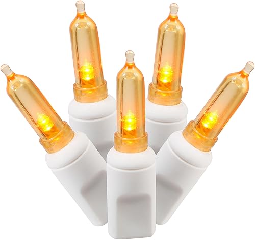 Miniatura 1 de Vickerman - Juego de 100 luces LED italianas color naranja sobre cable blanco