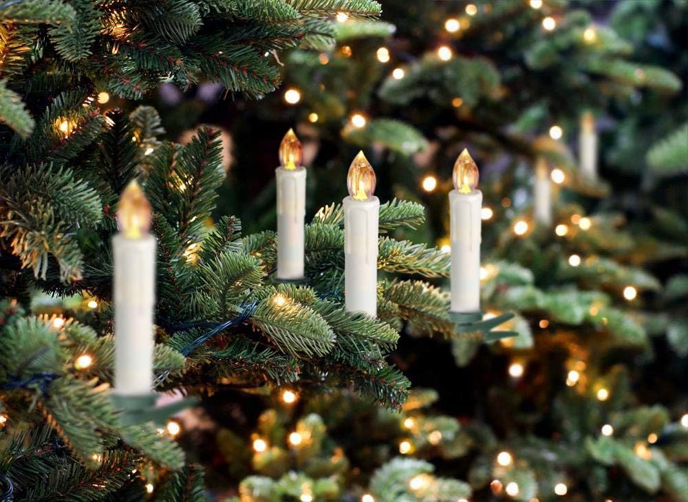 Houdlee LED Flameless Taper Candles with Remote Control and Removable Clips ,Flickering 4 Inches Birthday Candles ,Set of 10 Warm White Candle for Christmas , Chandelier, Mini Wedding Taper Candles
