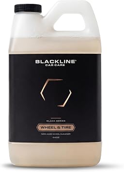 Blackline Wheel & Tire Cleaner Spray - Non-Acidic Brake Dust Remover Bug Remover & Wheel Cleaner for Cars, Trucks and More Versatile, Fast Acting, and Safe for Most Finishes 64 Fl Oz
