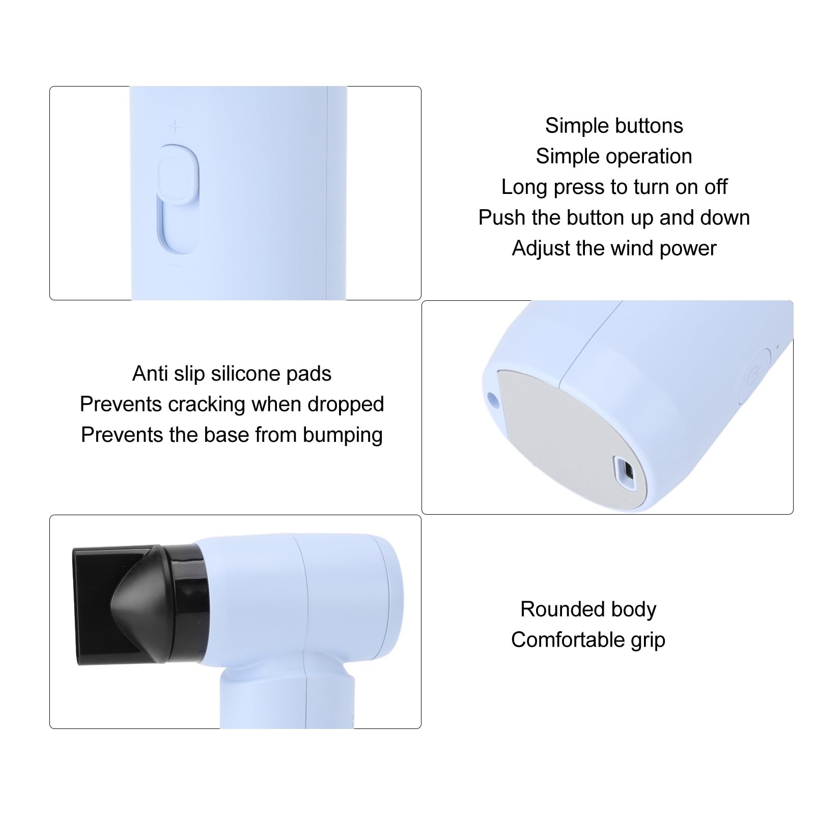 Ausla Elektrische Luftduster 80000 U/Min Hochgeschwindigkeit Einstellbares Gebläse mit 4500 MAh Batterie für Tastaturauto Reinigung Haare Trocknung (hellblau)