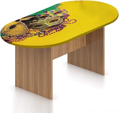 Mantel ajustable ovalado de poliéster con bordes elásticos de Mardi Gras, para mesa con estampado de carnaval veneciano, festivo y colorido, se