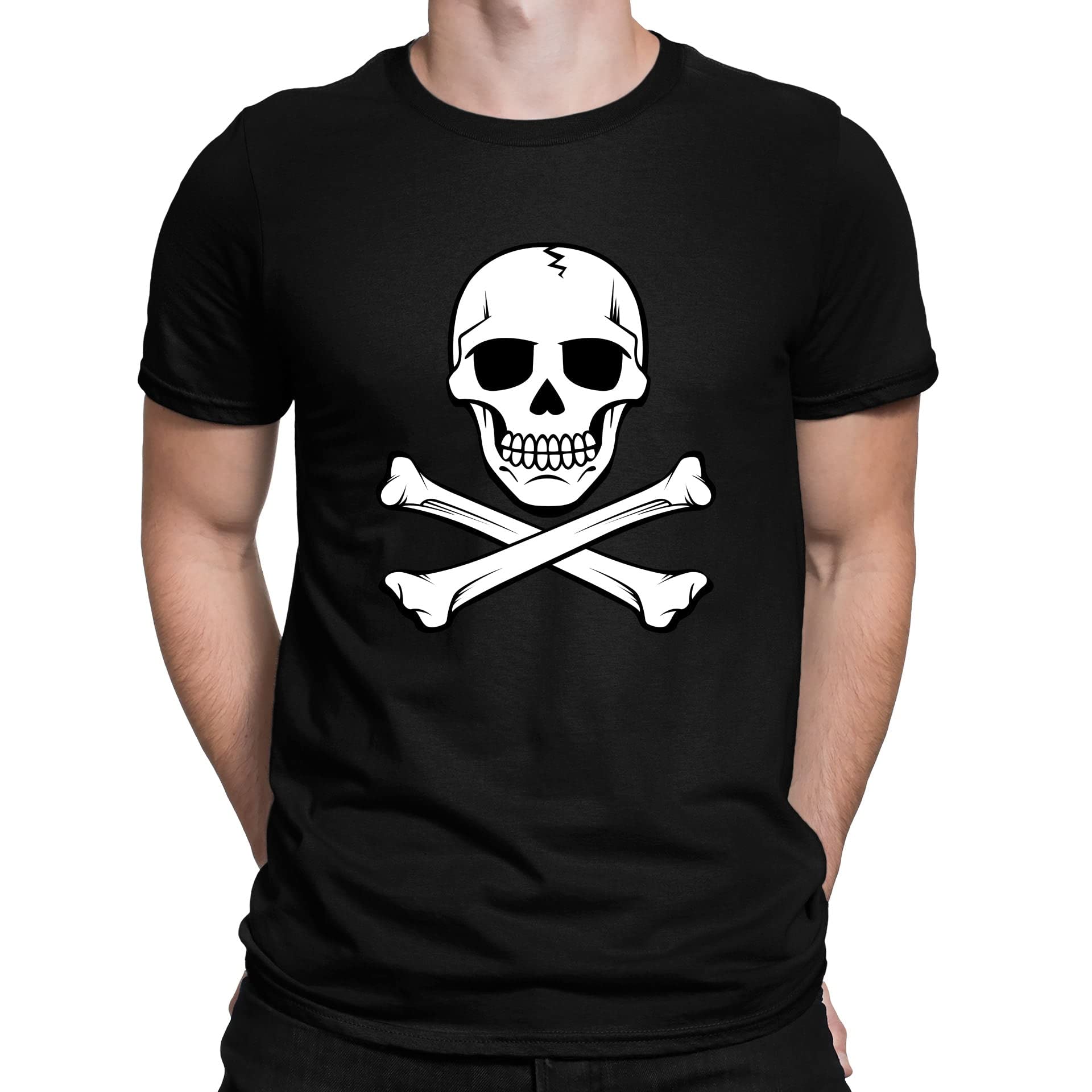 Flip Mens Skull and Crossbones Pirate T-Shirt Black (XXL)