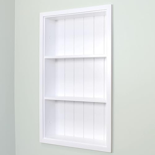 Miniatura 3 de Fox Hollow Furnishings Sloane 14x24 - Recesión de gabinete de medicina de nicho de pared empotrada, en la pared, estante de inserción de gabinete de