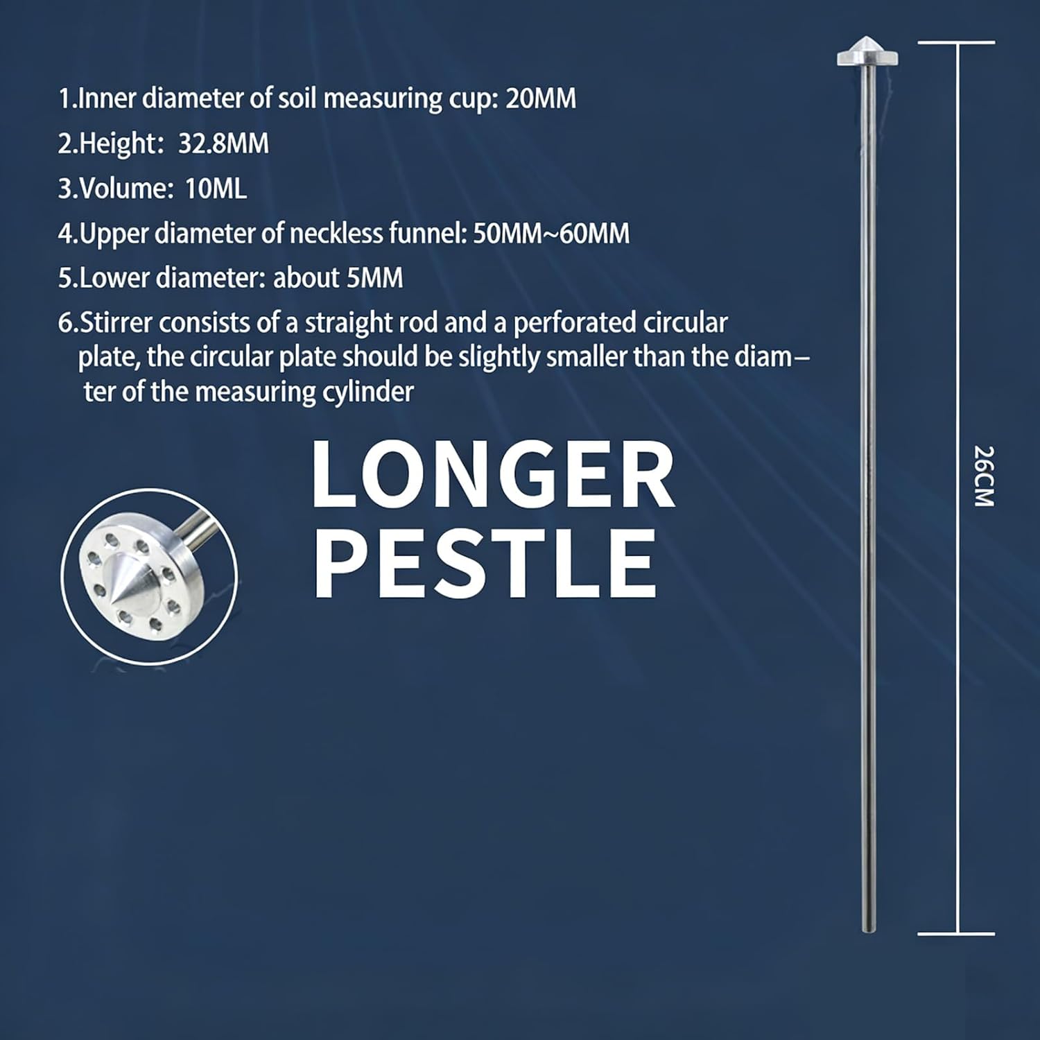 Soil Free Swelling Rate Tester,Funnel Soil Measuring Cup Stirrer, Humidity Soil Test Kit, Capacity 10mL, Inner Diameter 20mm, for Geotechnical Test Moisture Content