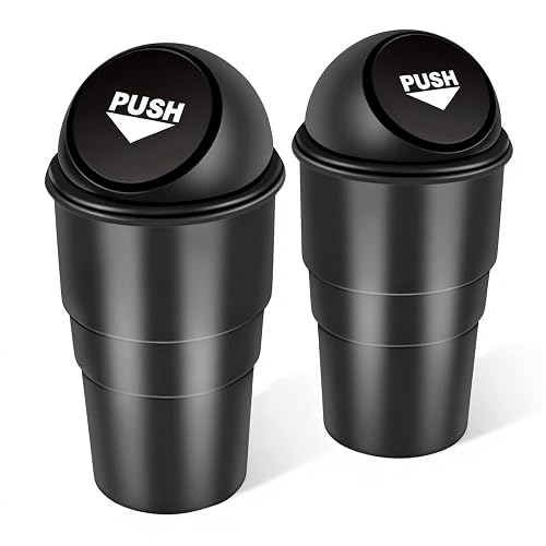 2-Pack Car Trash Can, Mini Leakproof Swing Lid Garbage Bin