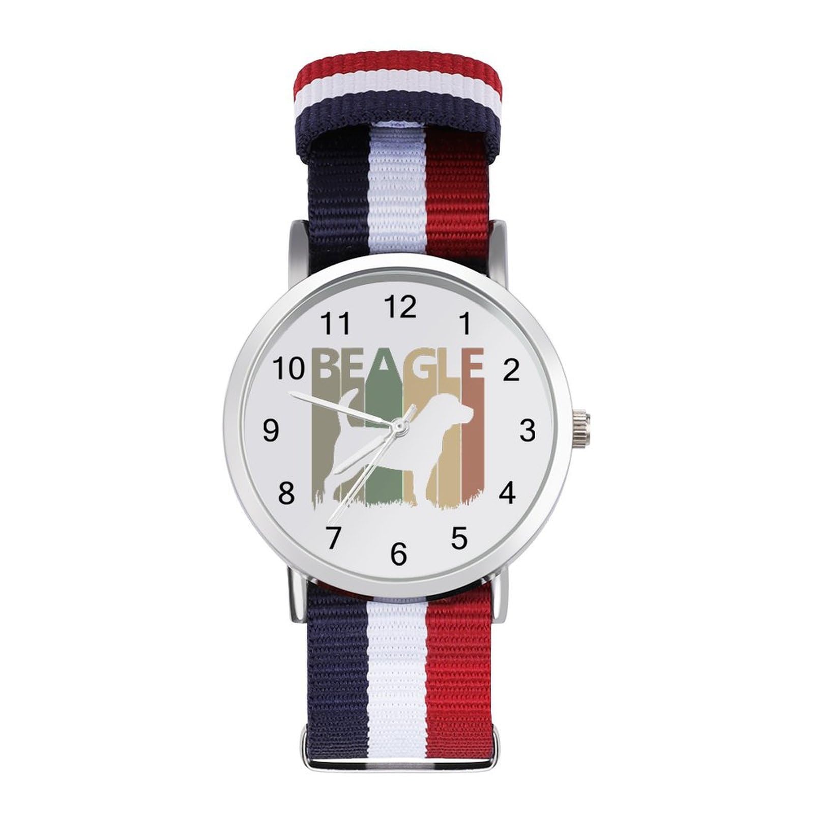Beagle Dog Silhouette Fashion Wrist Watches for Men Women Casual Watch with Nylon Strap Outdoor Work Gym