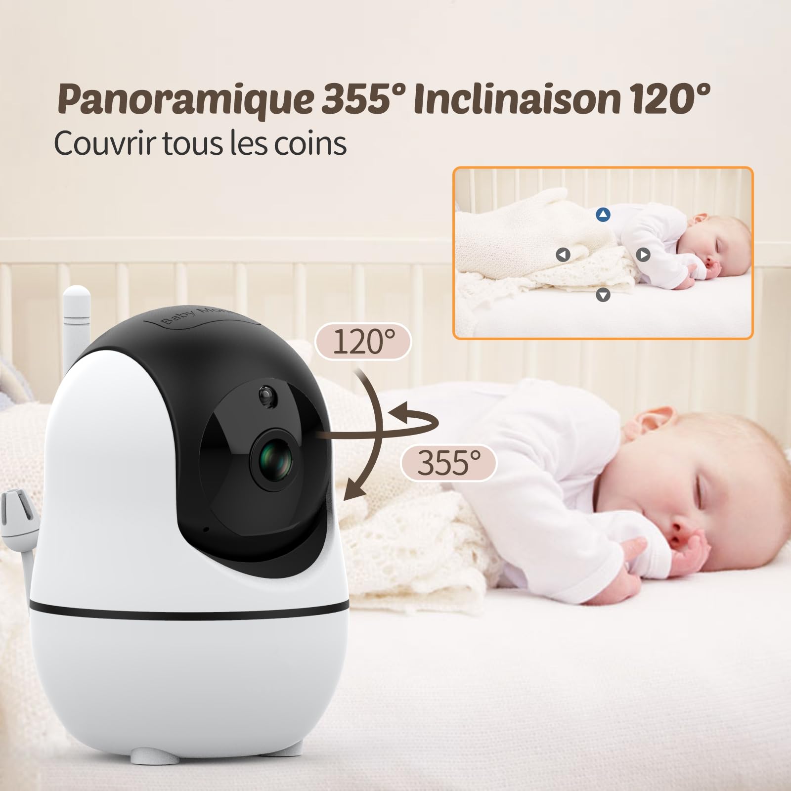 Babystar Camara Vigilancia Bebe con 7" 1080P HD Pantalla Vigilabebés con Cámara, Sin WiFi,Monitor de Video para Bebé Sin WiFi, Batería de 4000mAh, Audio Bidireccional, Zoom 4X, Visión Nocturna, VOX