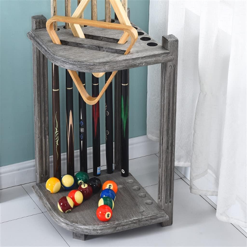 Billiard Cue Rack Solid Wood Floor-to-ceiling Pool 10-hole Retro Thickened(E)