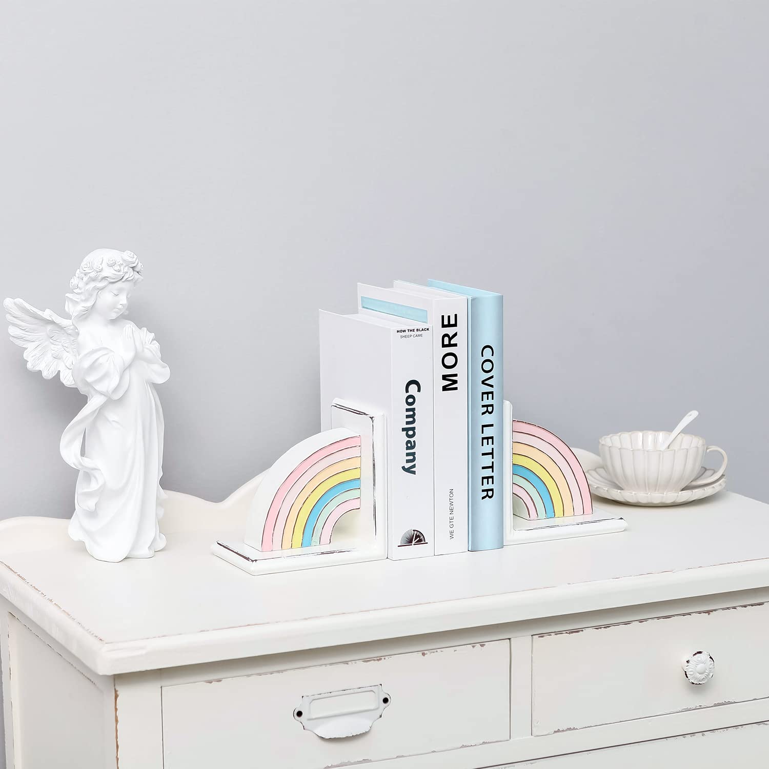 Metal Bookends Decorative Book Ends Black Bookends Supports Non Skid