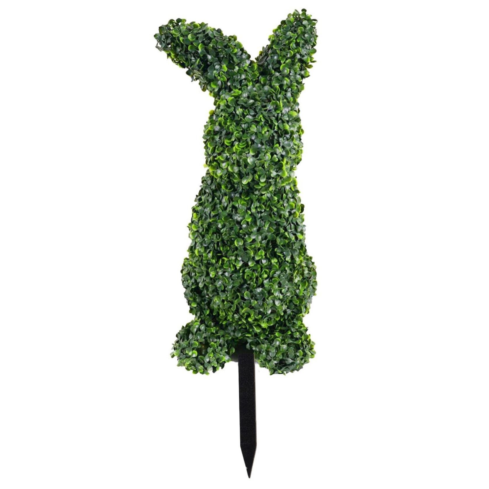 Topiaire lapin de Pâques buis artificiel pour un porche vert sans entretien