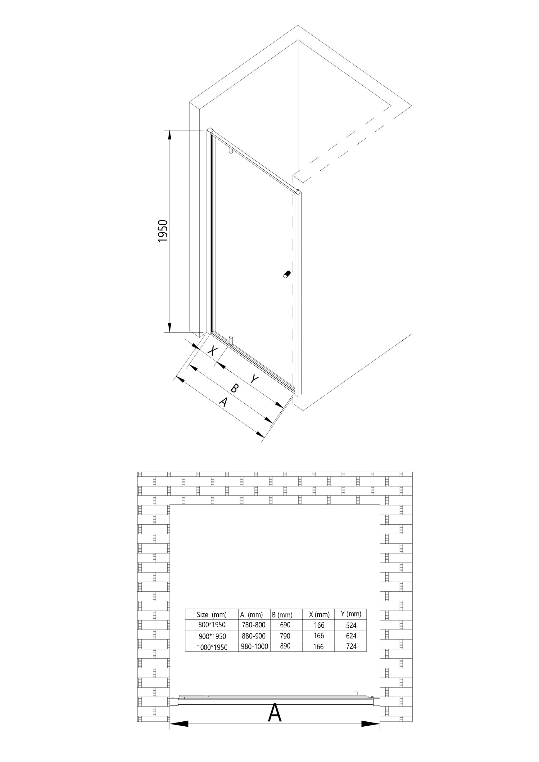 BERNSTEIN Prysznic niszowy z drzwiami obrotowymi NT604 Flex drzwi obrotowe niszowe 90x195cm Prysznic wykonany z hartowanego szkła bezpiecznego o grubości 6 mm z powłoką NANO