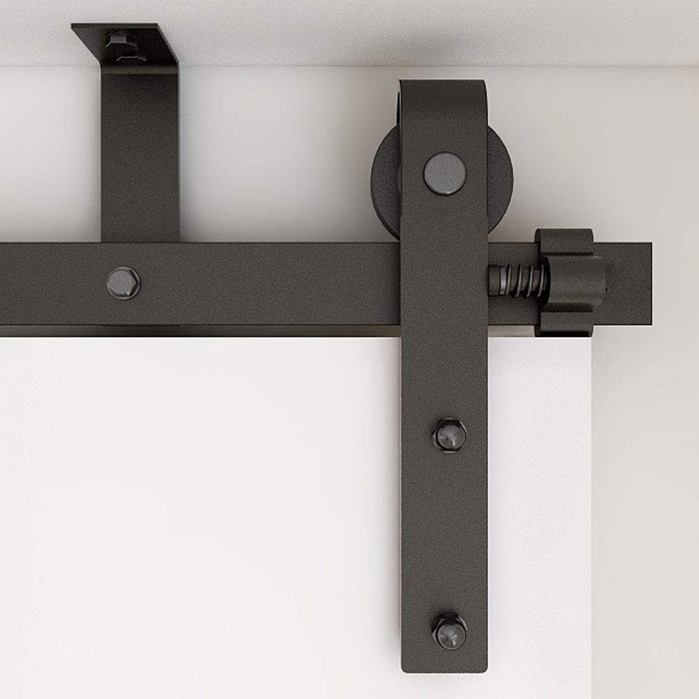 WOLFBIRD 6.6FT/200CM Kit ferramenta per porta scorrevole a soffitto, con staffa a L, sistema di porte robusto e silenzioso, a forma di J nera