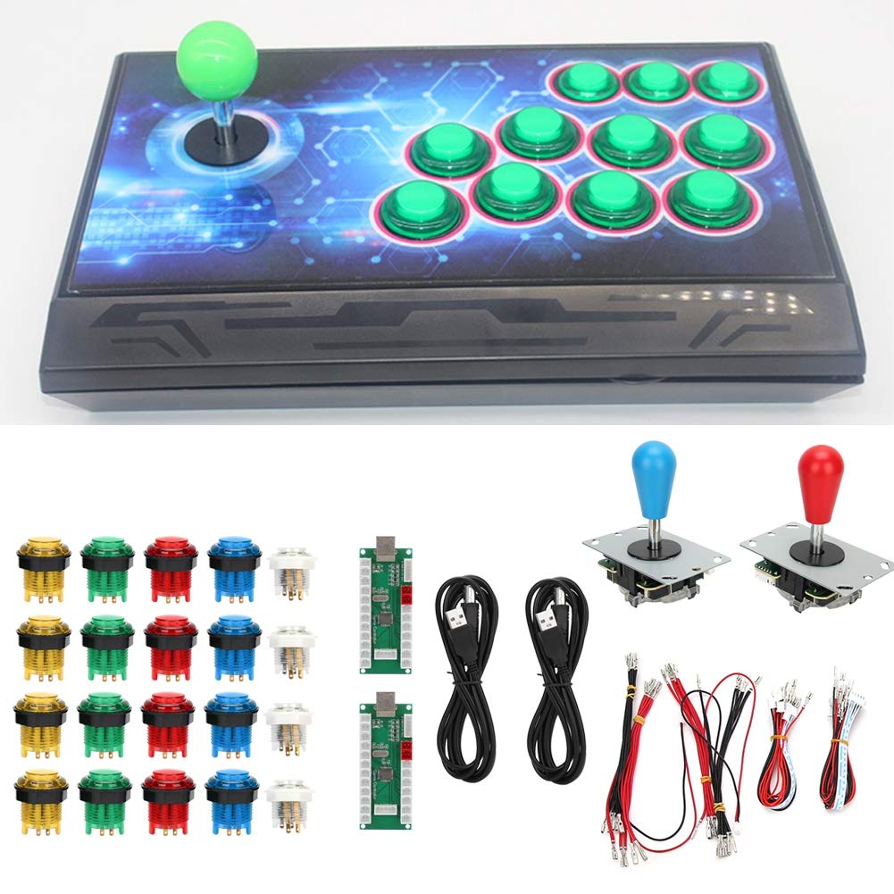Qcwwy Wysoka Atrakcja Gra dla Dzieci Rocker Gra Rocker Akcesoria dla Majsterkowiczów Kolorowe Podświetlane Diody LED Przyciski Kontroler Interfejsu Zgodny z Systemem Przycisk Home Fighting Stick