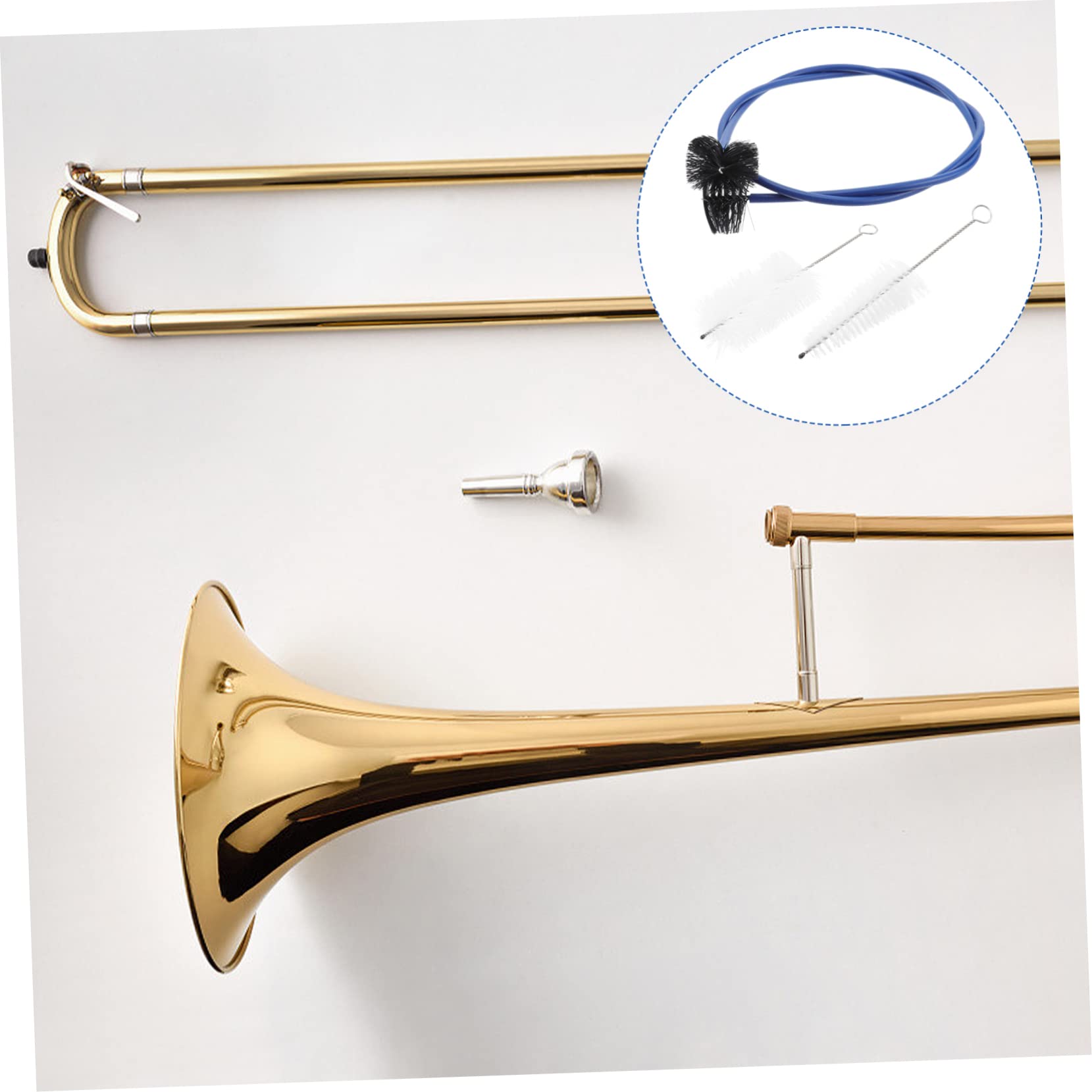 Lot de 3 Set de Set de Brosses Flexibles Bleues de Nettoyage pour Trompette | Plastique et Nylon, pour Instrument à Vent, Entretien Précis, Format Compact