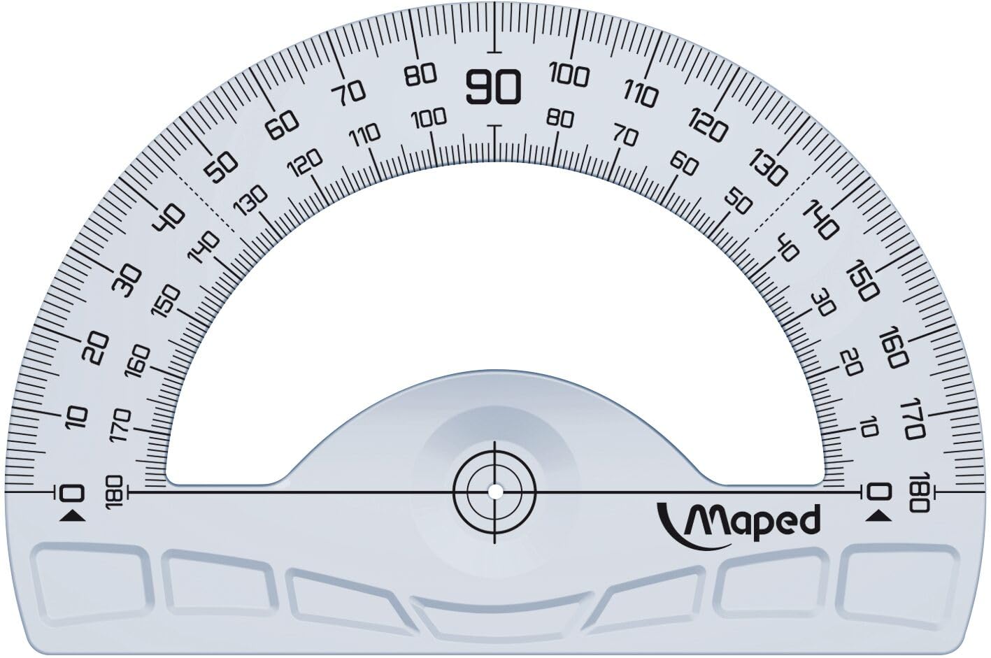 Maped - Geometrische set 4 stuks 12 potloden marineblauw - liniaal 30 cm schoolhoek 60°/21 cm schoolhoek 45°/21 cm gradenboog 180°/12 cm - Harde tekenset transparant