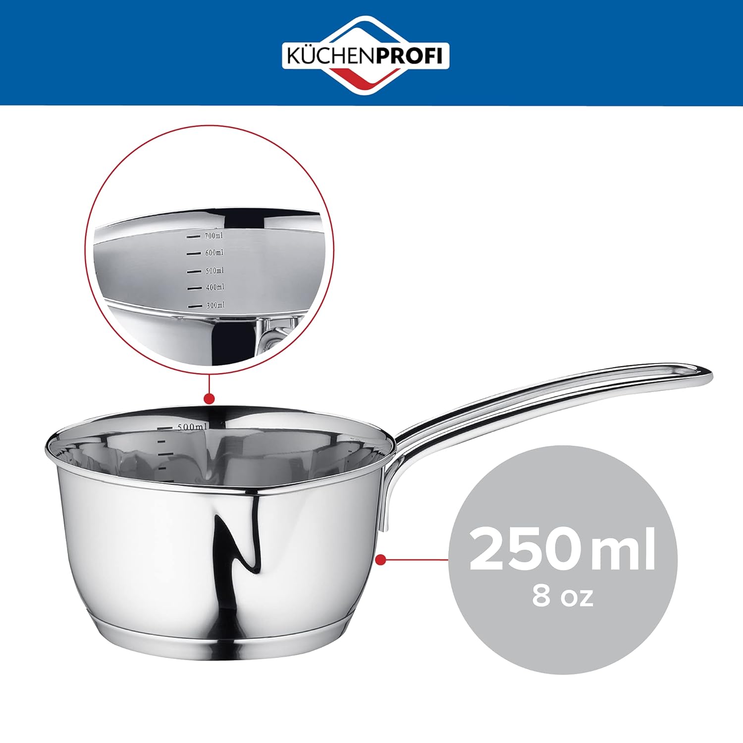 Küchenprofi Saucepan with 250ml / 8oz capacity label