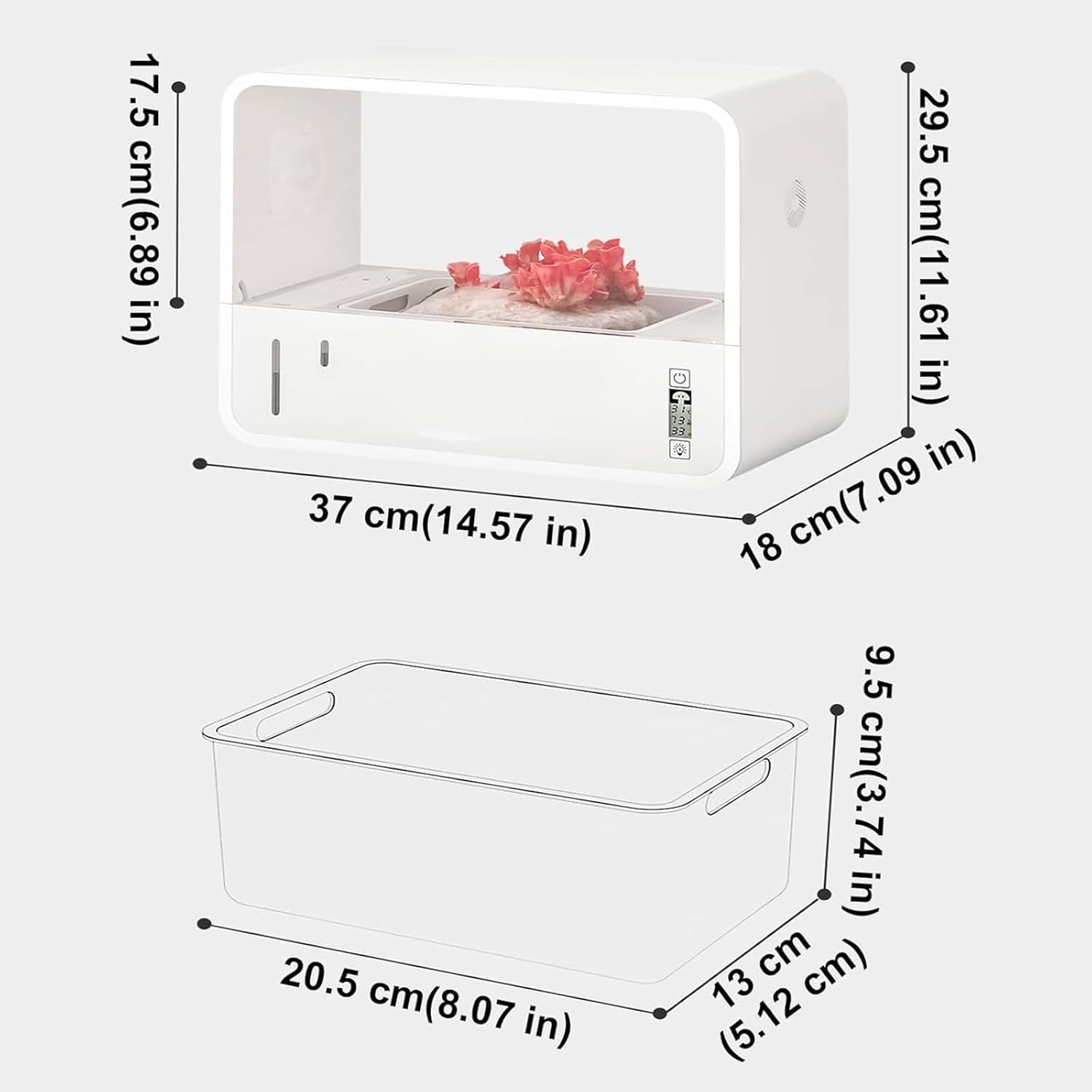 Smart Mushroom Grow Box, Smart Mushroom Single Tube Grow Kit, Temperature Monitoring, Automatic Humidification, Still Air Box for Indoor Mushroom Growers