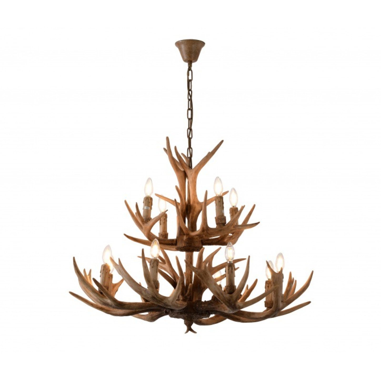HYJAUSXB Deer Chandelier,6-8 Heads Stag Lamp Rustic Interior Decoration Resin Material,LED Bulbs,Rustic Decoration,Home Lighting Including light bulbs(100 * 75cm, Brown)