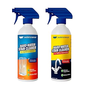 WaterScience Descaler Spray for Shower and Tap + Descaler Spray for Glass and Mirror (600ml)