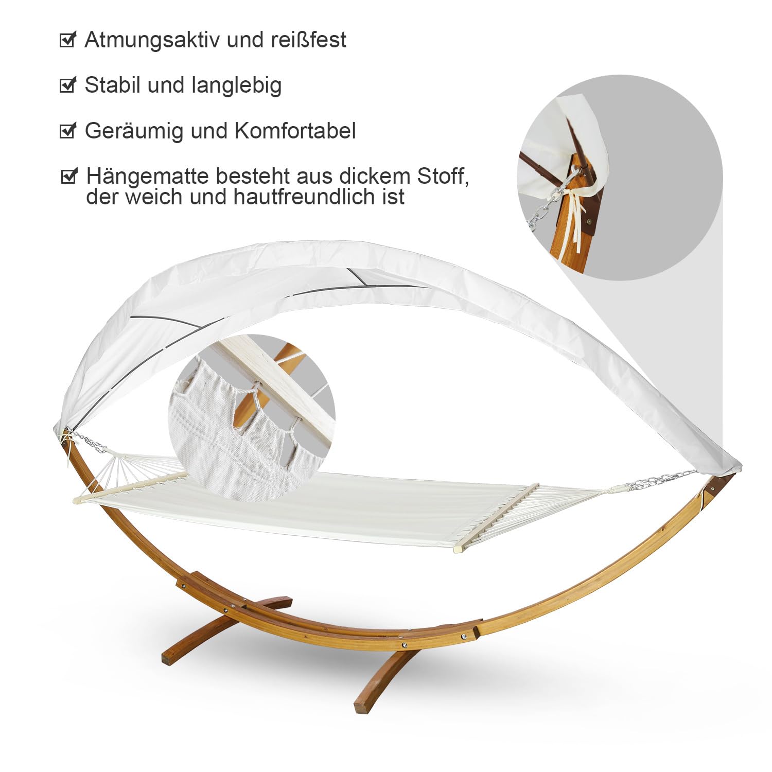 Hamak outdoorowy, podwójny leżak ze stelażem, powierzchnia do leżenia 200 x 150 cm, obciążenie maks. 200 kg, huśtawka wisząca, hamak, meble na balkon, do ogrodu i na taras