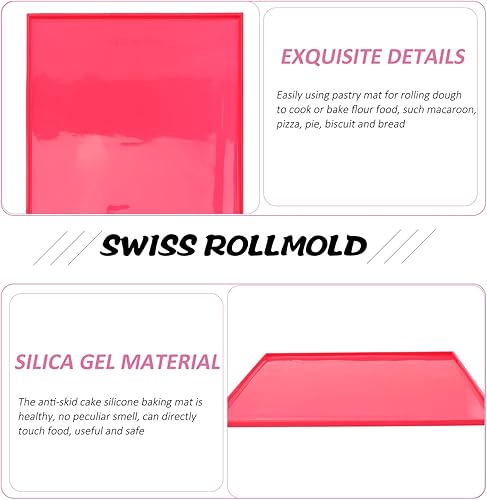Miniatura 4 de ULTECHNOVO Swiss Roll - Alfombrilla antiadherente para hornear moldes de silicona para gelatinas, panecillas, pizza, pastelería, color rojo