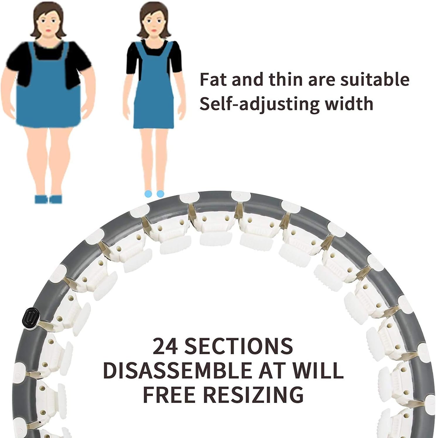 TOMOIN Hula Hoops for Adults Weight Loss,Smart Weighted Hoola Hoops for Adults & Kids Weight Loss, 24 Detachable Knots Non-Falling Smart Hoola Hoops