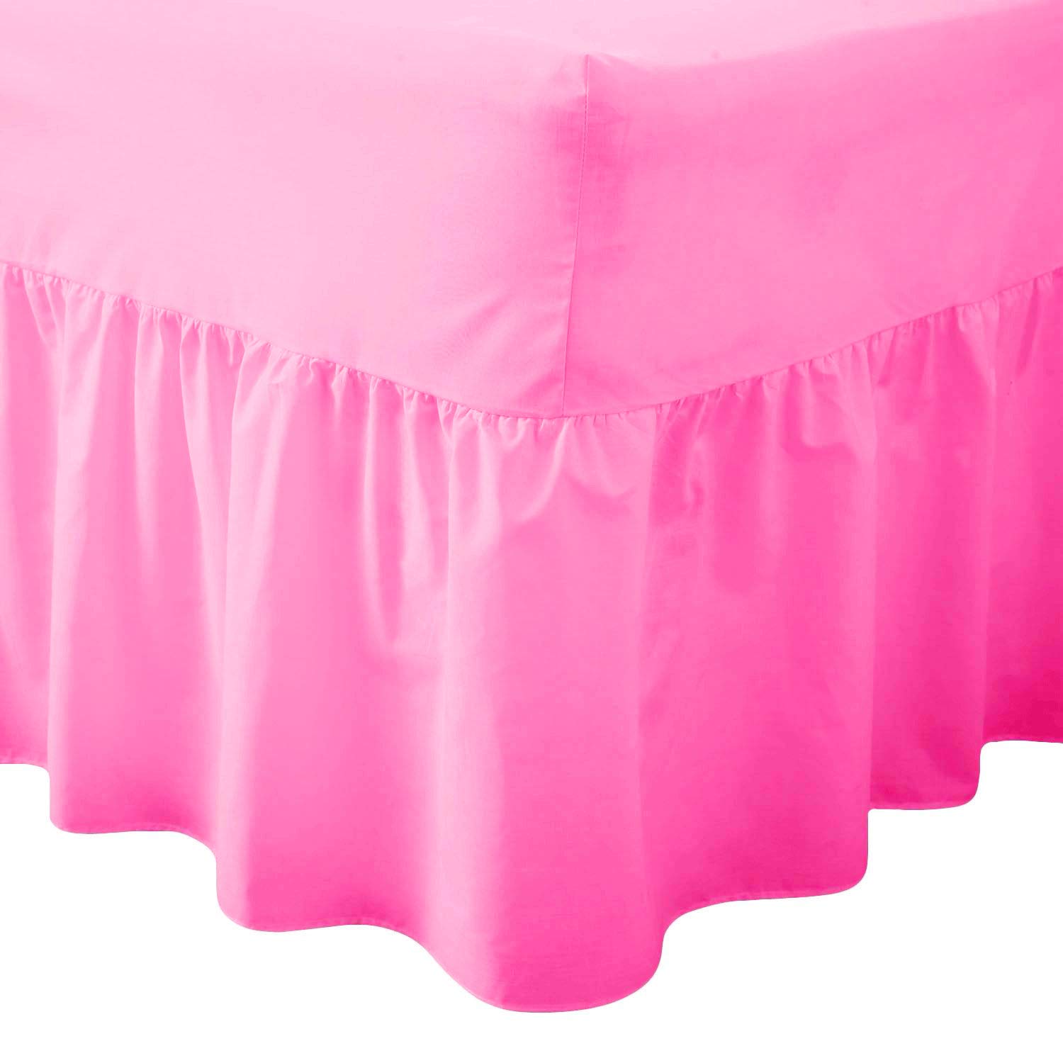 AmigoZone Plain Pollycotton Valance Fitted Sheet Or Pillow Pair Cases (Double, Fuscis)