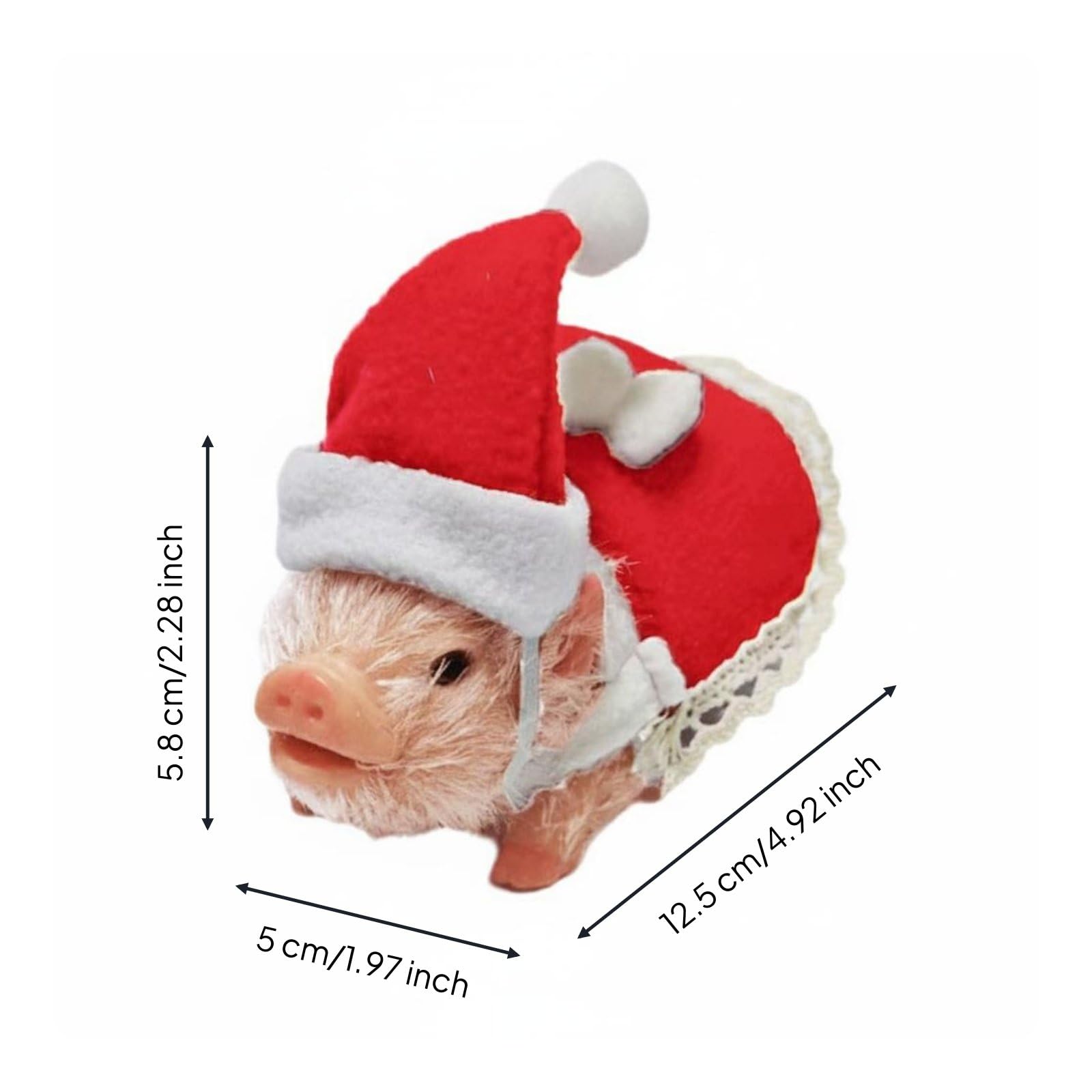 Maiale Natalizio Realistico Giocattolo Peluche Bambini Silicone Accessori Interattivi Finto Animale Regalo Educativo, Maiale Con Coda Arricciata Color Carne E Vestito Natalizio