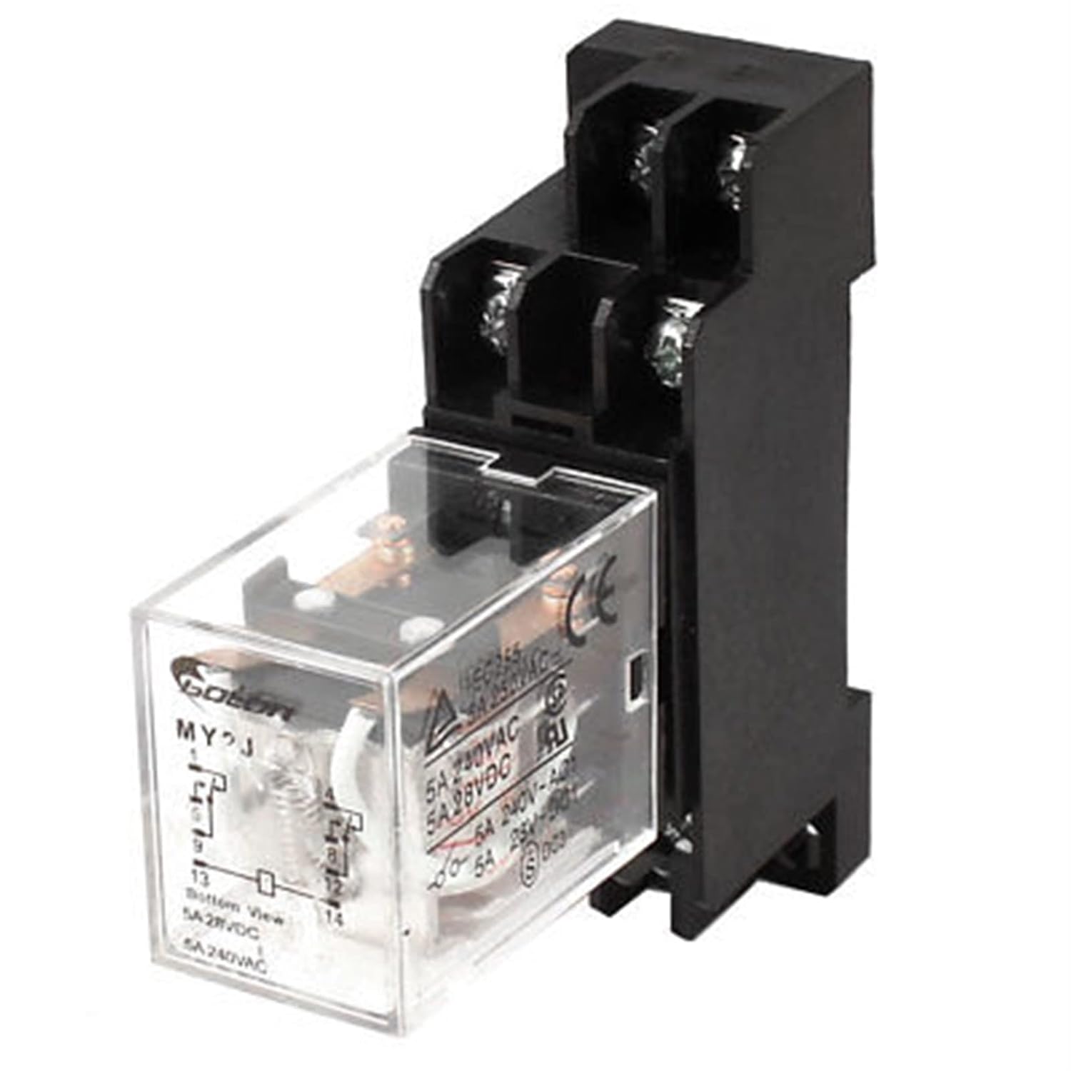 2PCS AC 6V Coil 8Pin DIN Rail Electromagnetic Power Relay MY2J w Base