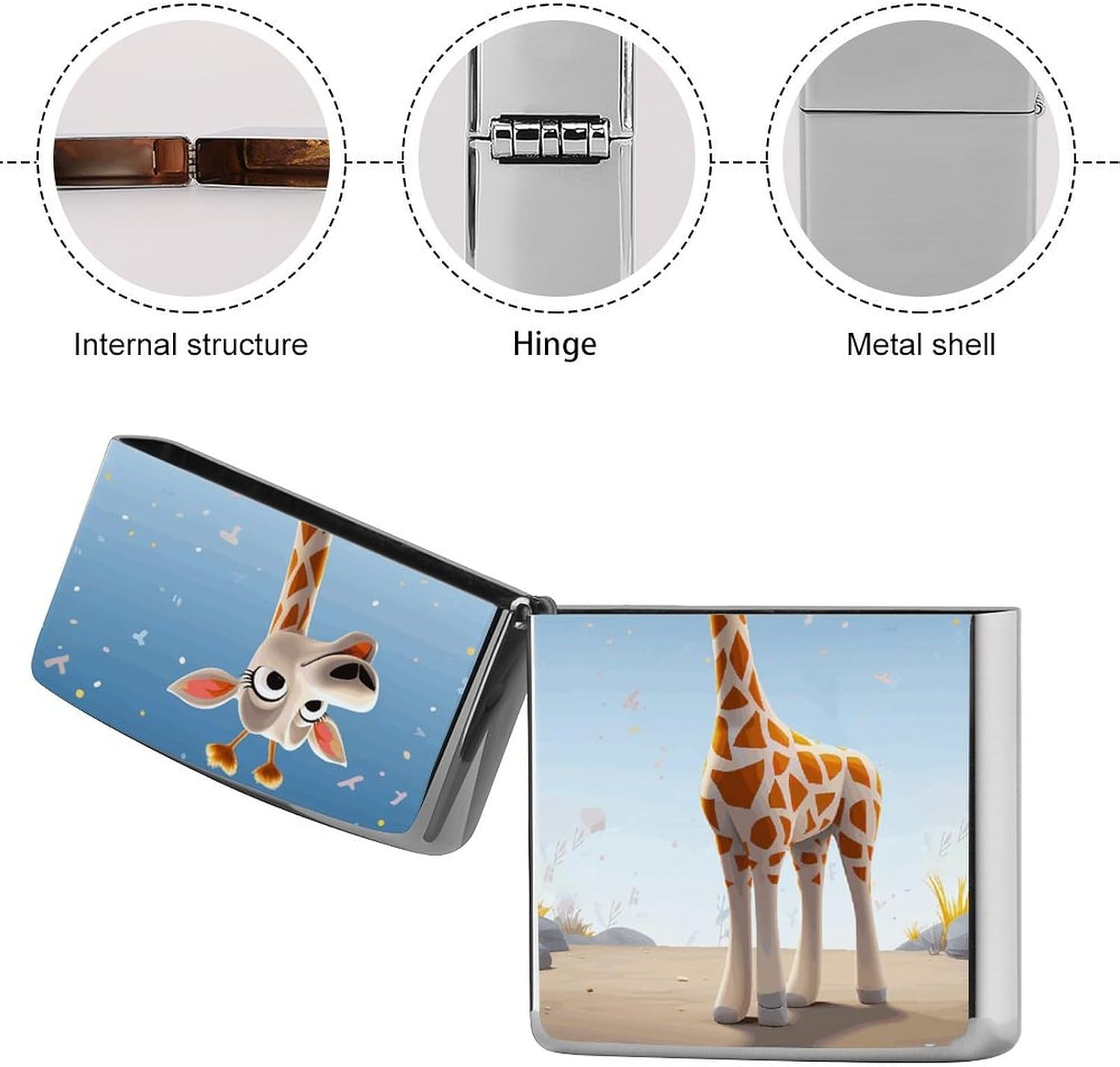 Cartoons Giraffe Lighter Case Portable Metal Lighter Cover image 5