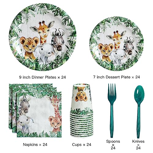Jungle Safari Plates And Napkins Party Supply Safari Animals Birthday Party Tableware Set Serves 24 - Wild Safari Baby Shower Decorations #TOP1