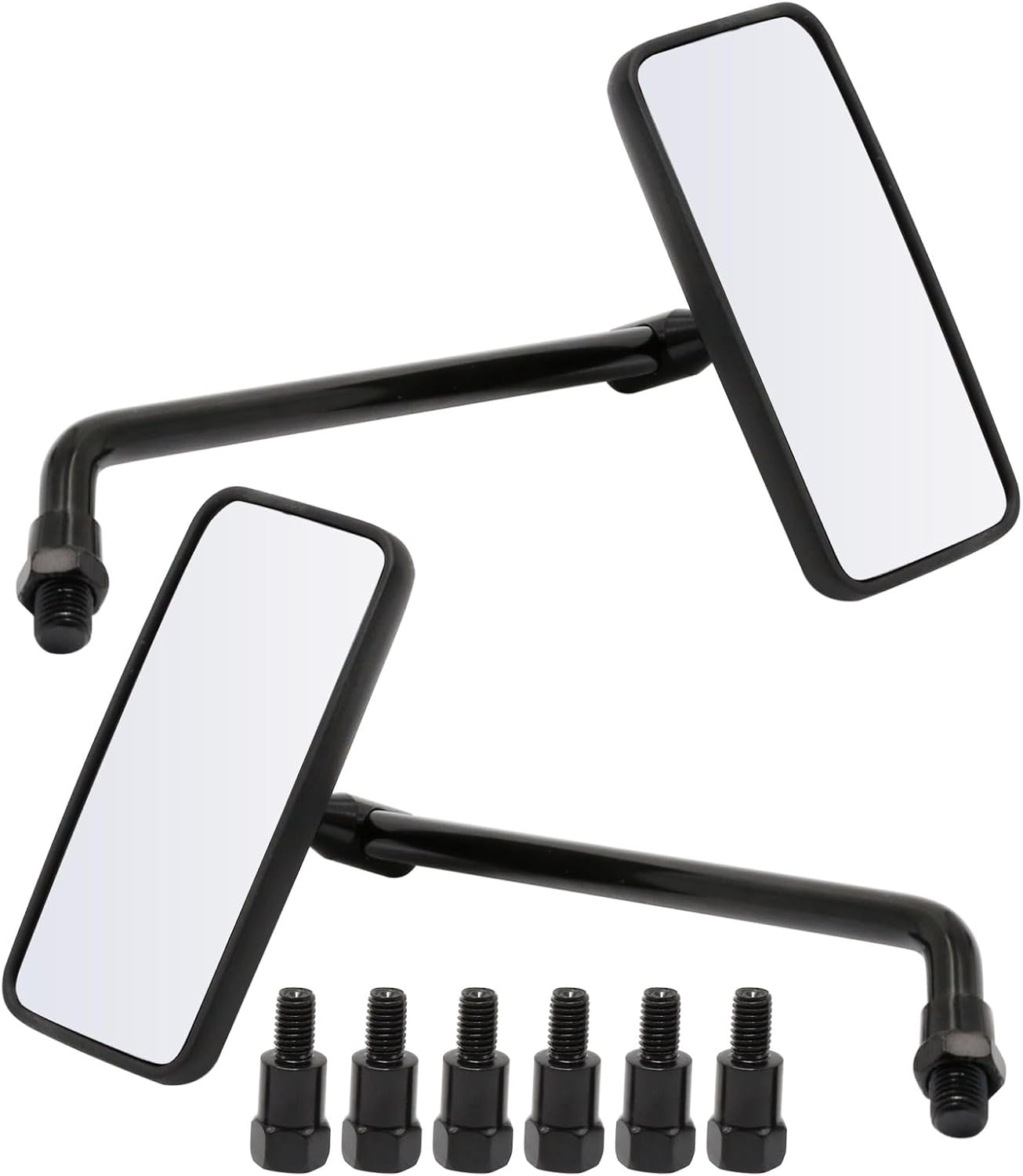 2Pcs Motorcycle Rearview Mirrors with M8 and M10 Adapter Adjustable Handlebar Replacement for Street Dirt Bike Cruiser Chopper Touring Scooter Ect