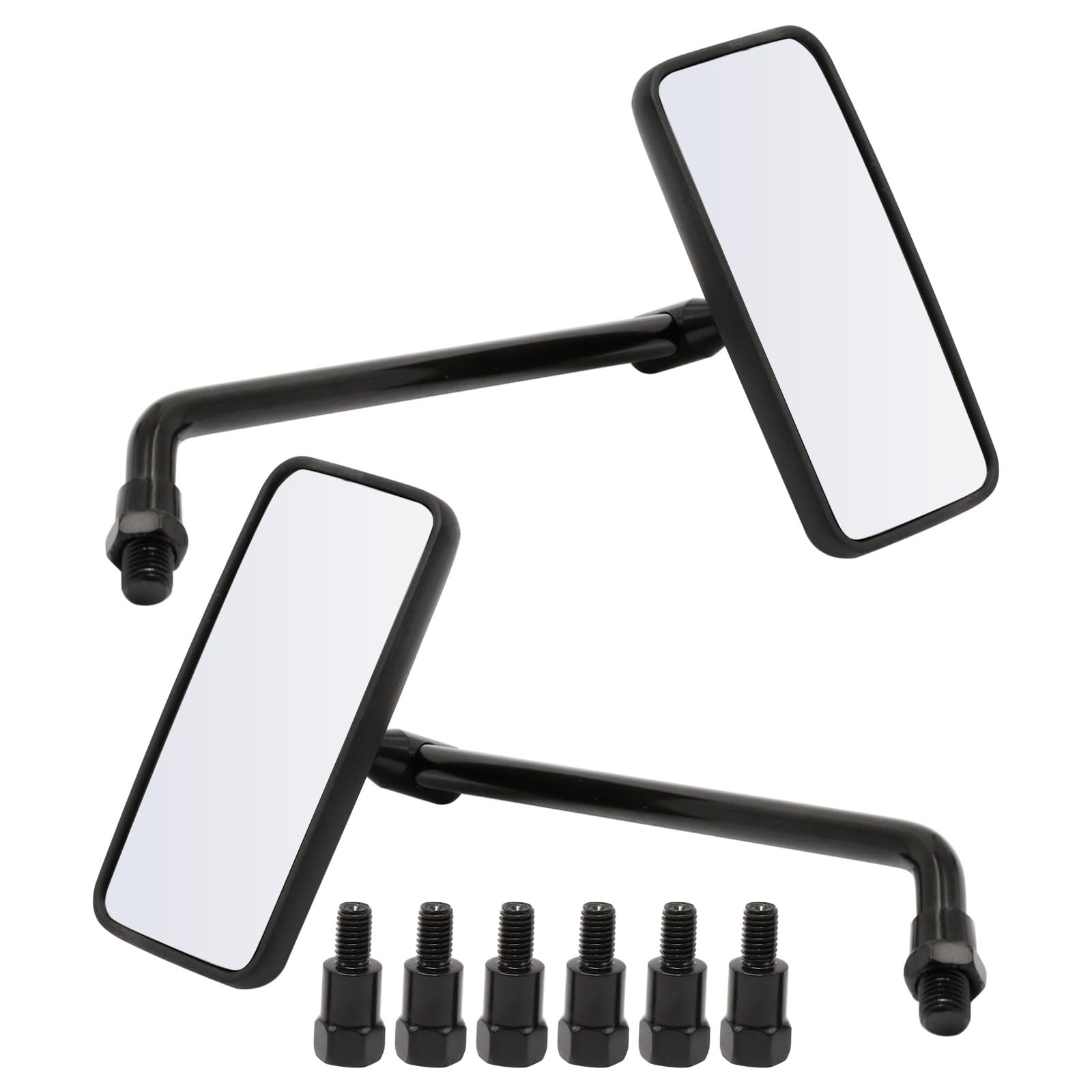 2Pcs Motorcycle Rearview Mirrors with M8 and M10 Adapter Adjustable Handlebar Replacement for Street Dirt Bike Cruiser Chopper Touring Scooter Ect