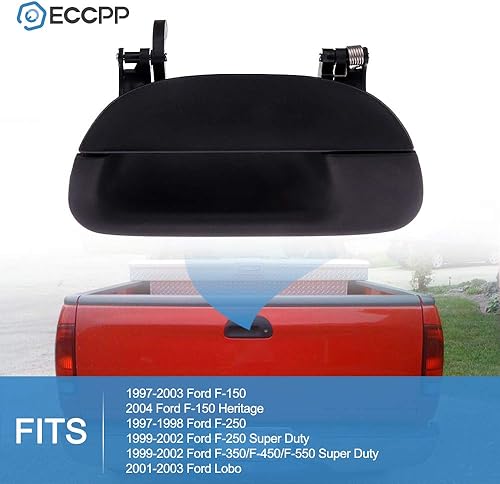 Miniatura 2 de ECCPP Manija de puerta trasera para Ford 1997-2003 con textura negra sin ojo de cerradura