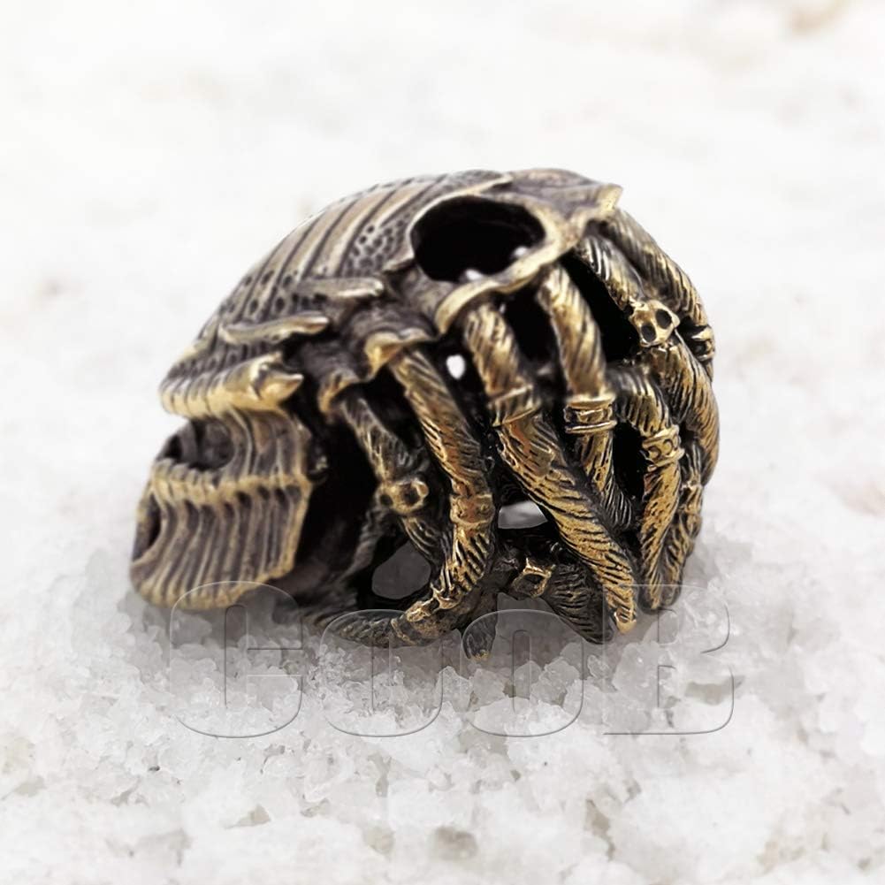 CooB EDC Paracord Bead, Knife Lanyard Bead, Pendant Predator Head with Helmet #3. Metal Hand Made Paracord Lanyard Beads for Knife Lanyard Accessories 1Pcs/Lot
