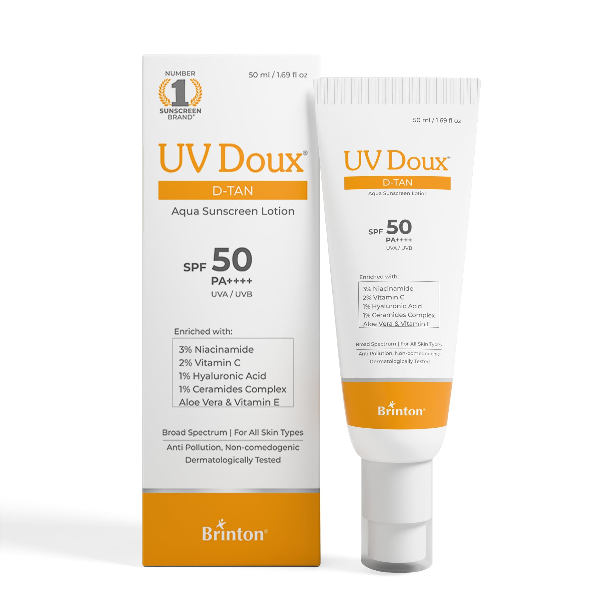 UV Doux D-Tan Aqua Sunscreen Lotion Enriched with Enriched with 3% Niacinamide, 2% Vitamin C, 1% Hyaluronic Acid, 1% Ceramide, Aloe Vera & Vitamin E | SPF 50 PA++++ Broad Spectrum, 50 ml-image-35
