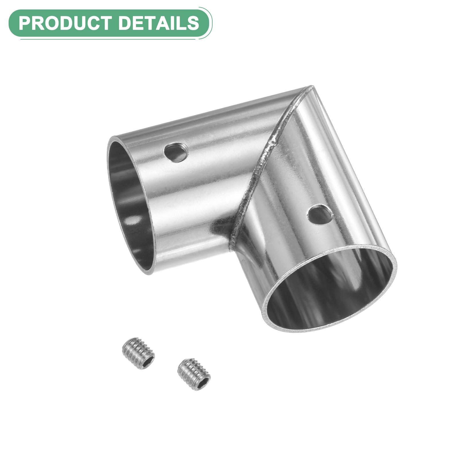 M METERXITY 4-Pack 90 Degree 2 Way Stainless Steel Pipe Connector, 1" or 25MM Pipe Fittings, Silver - Image 2