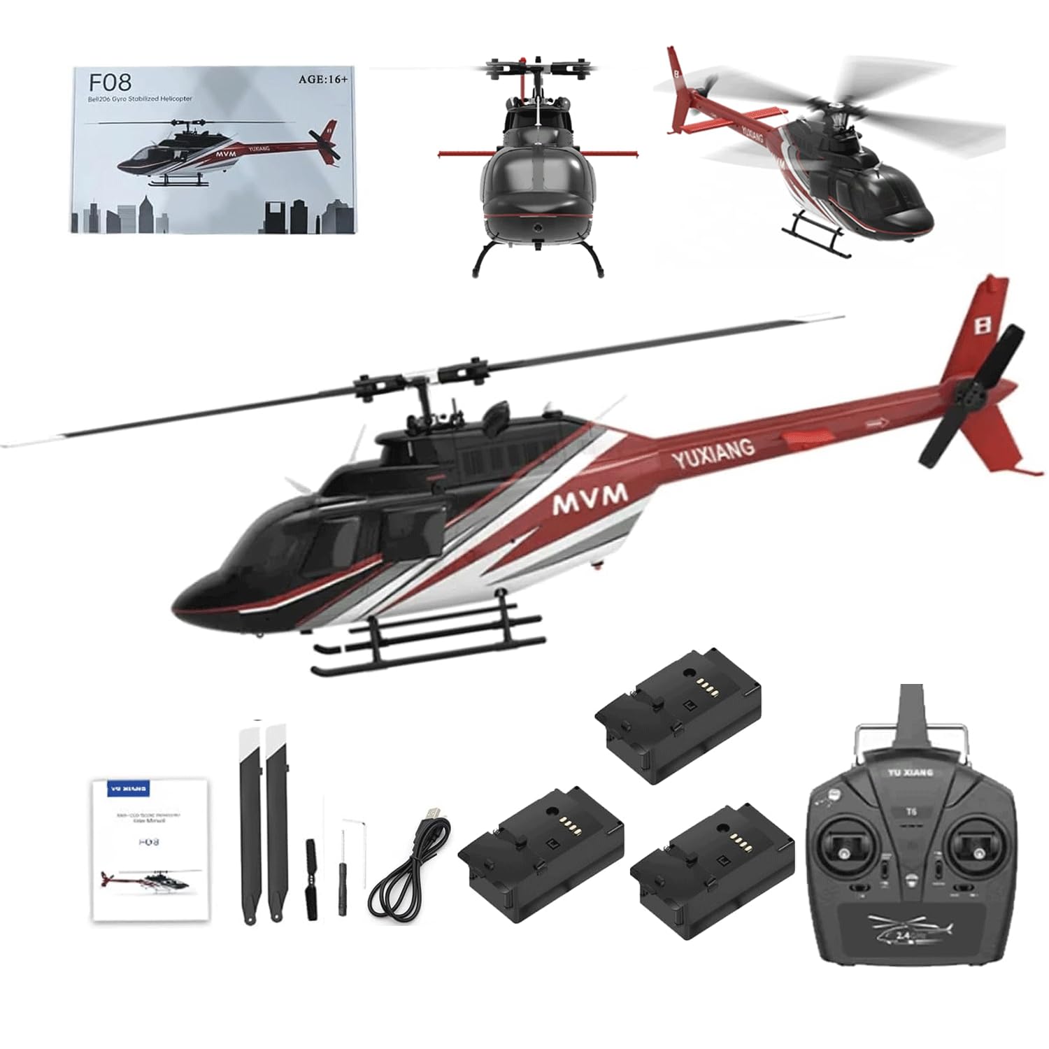 Amazon.com: OYDL YUXIANG F08 Bell 206 RC Helicopter for Adults, 1